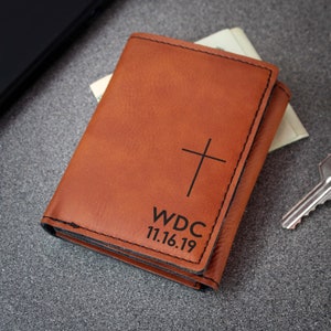 Monedero Personalizado, Cartera De Cuero Personalizada, Cartera De Hombre, Regalos De San Valentín, Regalos Del Día Del Padre, Regalos Para Papá, Cruz Inicial