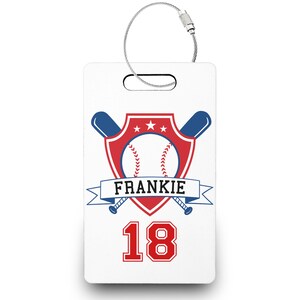Baseball Namensschild, Baseball Tasche und Schlüsselbund Tags, Baseball Gastgeschenke, Saisonende Geschenke --BTAGR-UNTER-FRANKIE