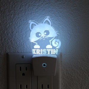 Cat Night light Plug In Personalized Night light Plug Custom Night Light Plug Kid's Bathroom Night Light Plug Girl's Bedroom --NLP-ACR-CAT