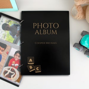 Baby Wood Photo Album with Photo Pages, Baby Photo Album, Kid&#39;s Photo Album with Sleeves, Baby Book Photo Album, My First Years