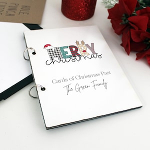 Porta biglietti di Natale, biglietti del Natale passato, porta biglietti di Natale personalizzati, contenitore per esposizione biglietti, album biglietti --CRDB-SUB-MERRYXMAS