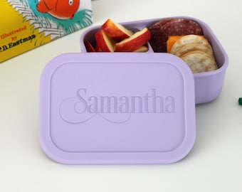 Personalized Silicone Bento Box Lunch Container for Kids - Bento Box for Kids, Custom Bento Box, Lunch Box for Kids -- BB-LP-SAMANTHA