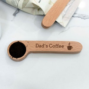 Personalized Coffee Scoop Bag Clip, Coffee Scoop Clip, Custom Coffee Scoop, Coffee Lover, Wood Coffee Scoops Coffee Scoop clip --cscp-nw-100