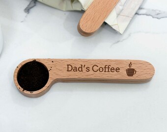 Personalized Coffee Scoop Bag Clip, Coffee Scoop Clip, Custom Coffee Scoop, Coffee Lover, Wood Coffee Scoops Coffee Scoop clip --cscp-nw-100