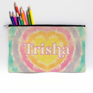 Personalized pencil bag, Custom pencil bag Customized pencil case Personalized kids&#39; pencil pouch, name pencil bag --PENB-W-TYEDYE