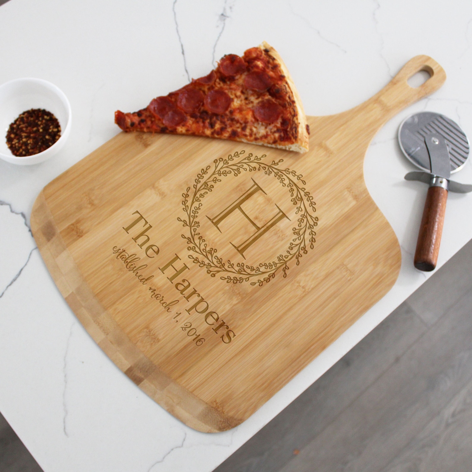 Personalized Pizza Peel/ "K"; "The Kunaks"; no date