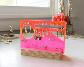 Miniaturowy spersonalizowany stojak na biżuterię, stojak na kolczyki, organizer na biżuterię, akrylowy stojak na biżuterię, drewniany stojak na biżuterię, drzewo biżuterii, ekspozytor na kolczyki