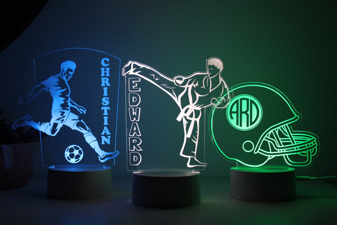 Personalized Boys Night Light, Sports Night Light, Baseball Basketball