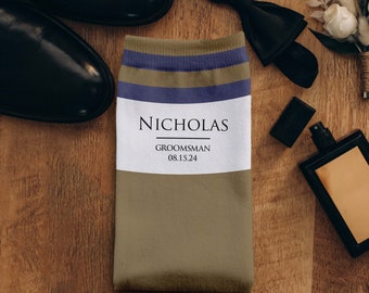 Personalized Wedding Dress Socks, Groomsmen Gifts, Bridal Party Gifts, Groomsmen Socks, Classic Wedding Dress Socks