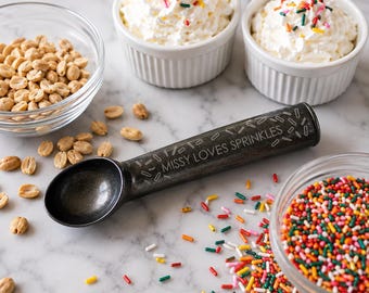Personalized Ice Cream Scoop, Laser Engraved Aluminum, Sprinkles Lover Gift
