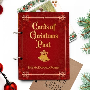 Porta biglietti di Natale, biglietti del Natale passato, porta biglietti di Natale personalizzati, contenitore per esposizione biglietti, album biglietti --CRDB-SUB-VINTAGER