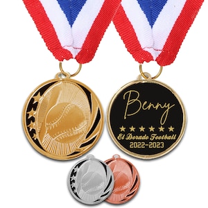 Baseball Medals, Baseball Trophies, Engraved Medal Trophy, Little League Gifts, Youth Baseball Trophy, Gold, Silver, Bronze Baseball Medals