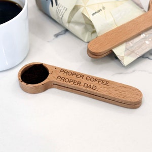 Personalized Coffee Scoop Bag Clip, Coffee Scoop Clip, Custom Coffee Scoop, Coffee Lover, Wood Coffee Scoops Coffee Scoop clip --cscp-nw-100