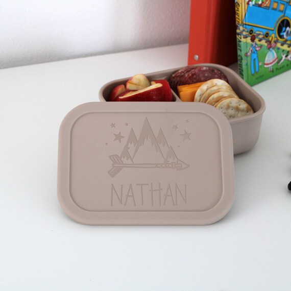 Personalized Silicone Bento Box Lunch Container for Kids Bento Box for Kids,  Custom Bento Box, Lunch Box for Kids BB-TP-MOUNTAIN 