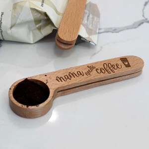 Personalized Coffee Scoop Bag Clip, Coffee Scoop Clip, Custom Coffee Scoop, Coffee Lover, Wood Coffee Scoops Coffee Scoop clip --cscp-nw-100