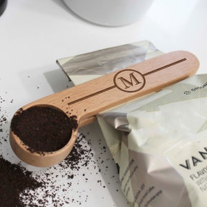 Personalized Coffee Scoop Bag Clip, Coffee Scoop Clip, Custom Coffee Scoop, Coffee Lover, Wood Coffee Scoops Coffee Scoop clip --cscp-nw-100