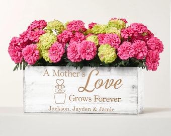 Personalized Wooden Planter Box | Custom Engraved Flower Pot, Mother's Day Garden Decor