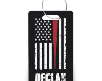 Personalized Baseball Name Tag, Baseball Bag and Keychain Tags, Baseball Party Favors, End of Season Gifts --BTAGR-SUB-FLAG