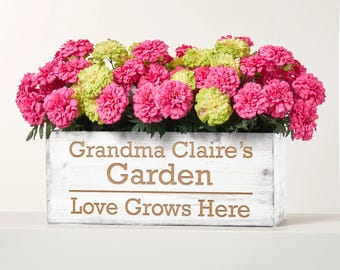 Personalized Wooden Planter Box | Custom Engraved Garden Decor, Mother's Day Gift