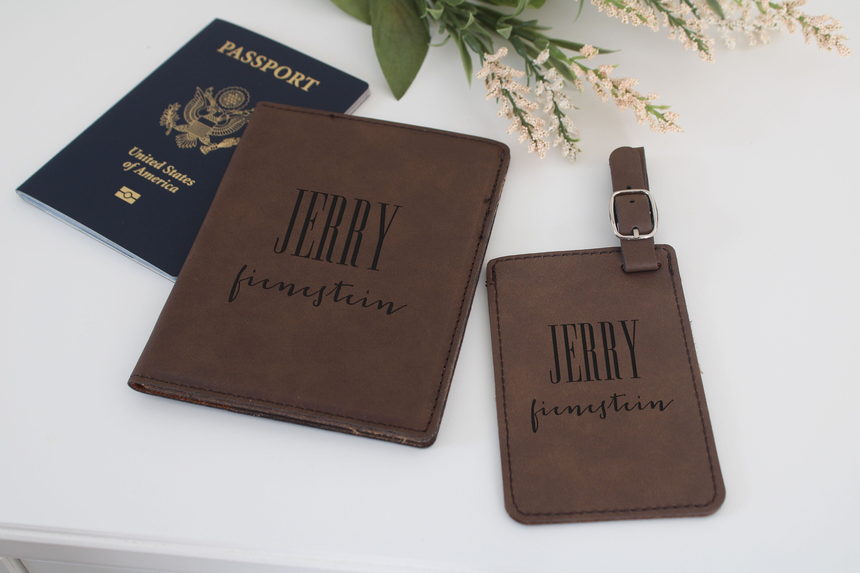 Personalized Name Passport Cover Light Brown