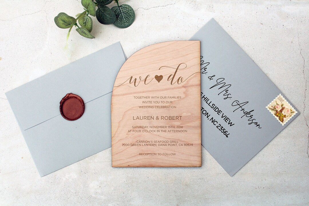 Invite Sign Wood Invite, Wood Wedding Invite, Wood Wedding Invitation, Laser ...