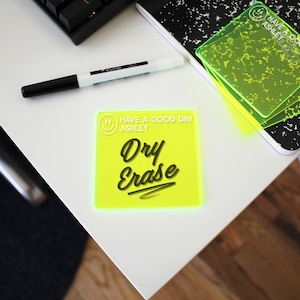 Personalized Acrylic Dry Erase Notes, Personalized Desk Name, Colorful Desk Dry Erase, Custom Name Desk Personalized Desk Gift--NPAB-SQR-100