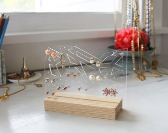 Miniaturowy spersonalizowany stojak na biżuterię, stojak na kolczyki, organizer na biżuterię, akrylowy stojak na biżuterię, drewniany stojak na biżuterię, drzewo biżuterii, ekspozytor na kolczyki