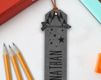 Marcador personalizado, Marcador de cuero personalizado, Marcador de cuero grabado, Marcadores para niños, Marcadores para niños Lectura de regalos de regreso a la escuela