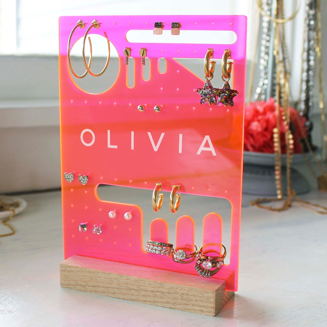 Personalized Jewelry Display Earring Holder Jewelry Organizer Etsy