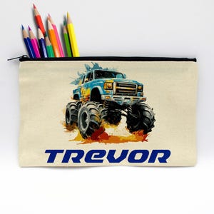 Estuche para lápices personalizado, Estuche para lápices personalizado Estuche para lápices personalizado Estuche para lápices personalizado para niños, Estuche para lápices con nombre --PENB-W-MONSTERTRUCK