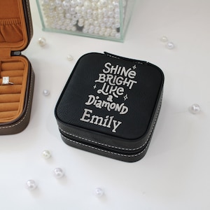 Mini estuche de viaje de joyería, organizador de joyas de viaje pequeño, caja de joyas portátil Mini organizador de almacenamiento de viaje Caja de almacenamiento de pantalla portátil