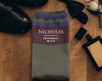 Personalized Wedding Dress Socks, Groomsmen Gifts, Bridal Party Gifts, Groomsmen Socks, Classic Wedding Dress Socks
