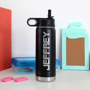 20 oz Kids Water Bottle, Water bottles for kids for school Engraved Insulated Metal Water Bottle with Straw Lid Back to School Kindergarten