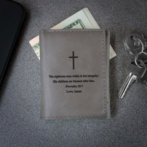 Cartera Personalizada, Cartera De Cuero Personalizada, Cartera De Hombres, Regalos De San Valentín, Regalos Del Día Del Padre, Regalos Para Papá Proverbios Cartera Religiosa