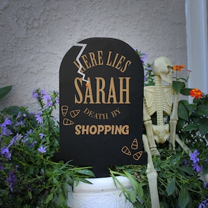 Personalized Halloween Tombstone Sign, Custom Halloween Tombstone Yard Sign, Tombstone Halloween Sign, Funny Halloween Tombstone Sign