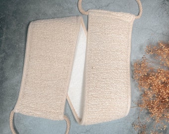 Natural Back Wash Cloth, Exfoliating Strap, Ramie Back Bath, Wash Cloth for Deep Cleansing & Soft Skin, Loofah Back Scrubber, Eco Friendly