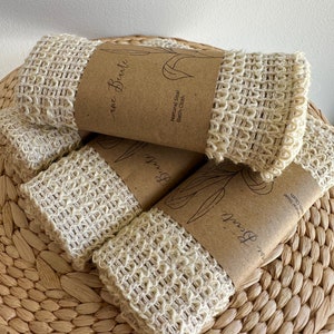 Sisal Exfoliating Cloth, Natural Body Scrubber, Eco-Friendly Washcloth, Compostable Bath Cloth,Self-Care Spa Gift,Face and Body Scrubber, Moisturizing Bar Soap Cloth, Cotton Bath Cloth, Plastic-Free Wash Cloth, Goat Milk Bath Soap, Bathroom Accessory