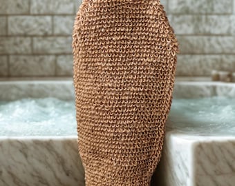Guante exfoliante corporal: guante de ducha exfoliante de yute natural, guante de baño ecológico, regalo de spa, accesorio vegano para el cuidado personal.