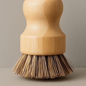 Puede incluir: Un cepillo de bamb&uacute; natural para lavar platos con un mango redondeado y una cabeza de cerdas r&iacute;gidas de color marr&oacute;n claro. El cepillo est&aacute; dise&ntilde;ado para limpiar platos y otros art&iacute;culos de cocina. El mango mide unos 7.6 cm de alto.