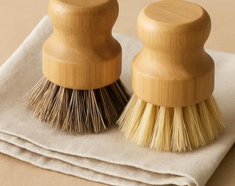 Bamboo Dish Brush | Natural Kitchen Scrub Brush for Pots, Pans & Vegetables | Eco-Friendly Cleaning Brush | Zero Waste,Plastic Free,Reusable