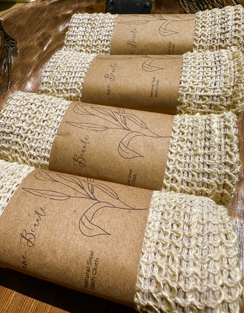 Sisal Wash Cloth, Natural Bath Cloth, Eco Friendly Rag, Body Scrubber, Self Care Gift, Face Body Cloth, Exfoliating Cloth, Goat Milk Soap, Moisturizing Soap, Bar Soap Cloth, Compostable Cloth, Cotton Wash Cloth, Bathroom Washcloth