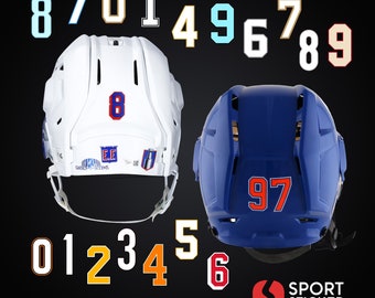 Custom Hockey Helmet Number Decals: Waterproof Vinyl Stickers