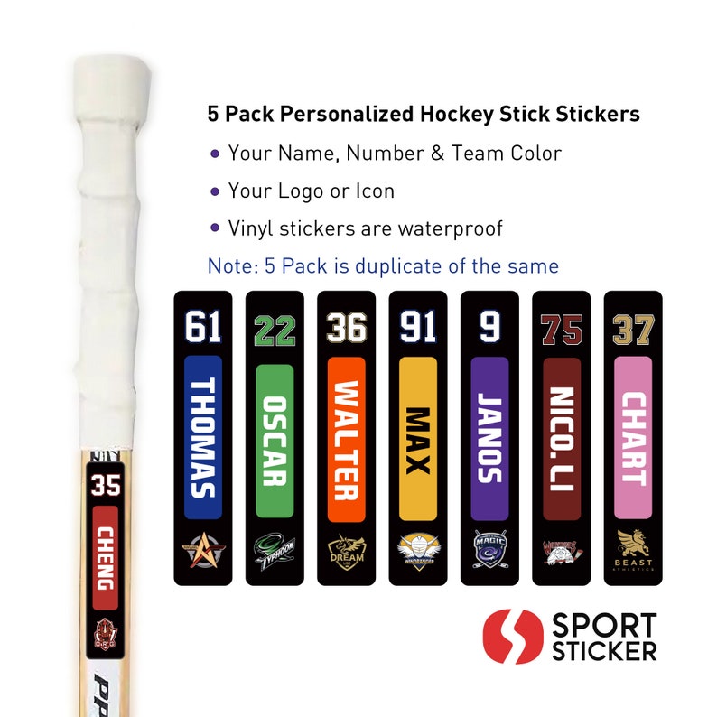 Personalized Hockey Stick Stickers Stick Decals Waterproof Etsy