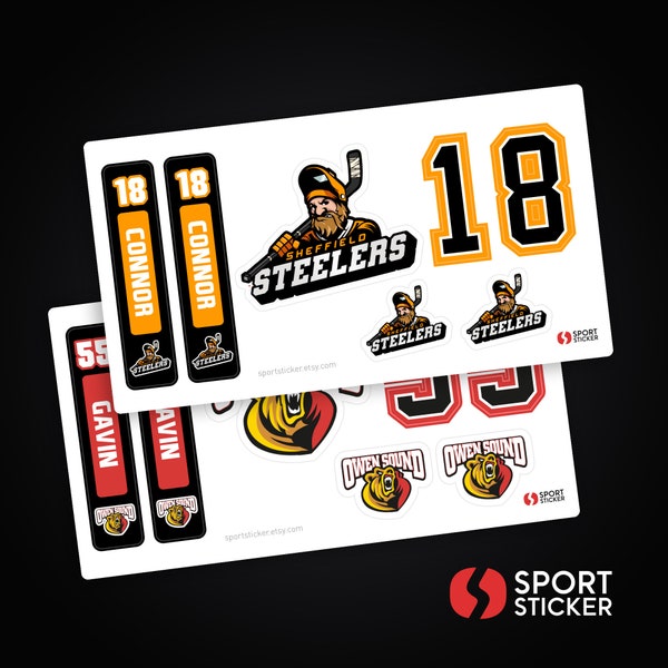 Personalized Team Hockey Stickers Combo | Customized Team Pack | Waterproof Stickers | Vinyl Stickers