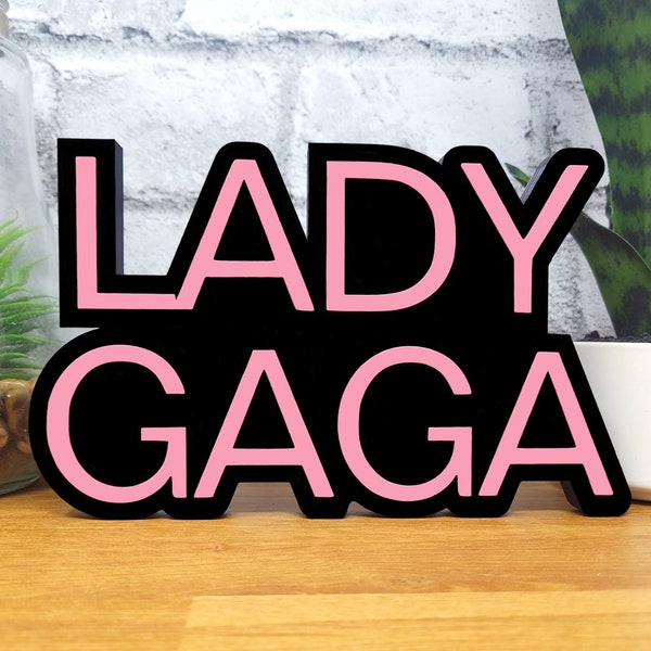 Enseigne logo Lady Gaga, album de disques, oeuvre d'art déco merchandising, film Star Is Born, petits monstres, mauvaise romance, né comme ça, cadeau d'affichage 3D
