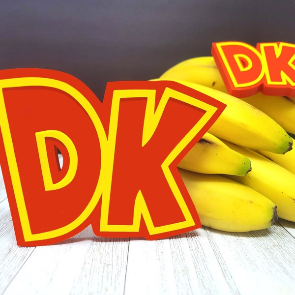Donkey Kong Logo Sign, Video Game DK, Retro Gaming Collectible, KONG Country, Shelf Display, Desk Art, Gamer Gift, Smash Bros, 3D Printed