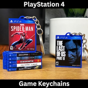 Mini porte-clés pour étui de jeu PS4, pochette pour PlayStation 4, jeux Sony miniatures, porte-clés de fête d'anniversaire, cadeau pour joueur 3D Spiderman Last of Us COD