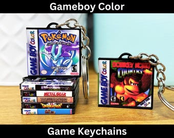 Mini Gameboy Color Case Chaveiros, Mini Nintendo Case Capa Arte, Retro GBC Gaming Handheld Chaveiro, Festa de Aniversário Game Boy Color Presente