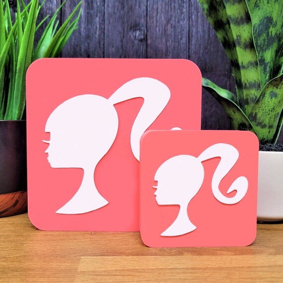 Barbie Silhouette Sign Pink Party Prop Decoration Display Badge Logo Backdrop Wall Shelf Desk Ken Doll House Gift Photo Booth Display