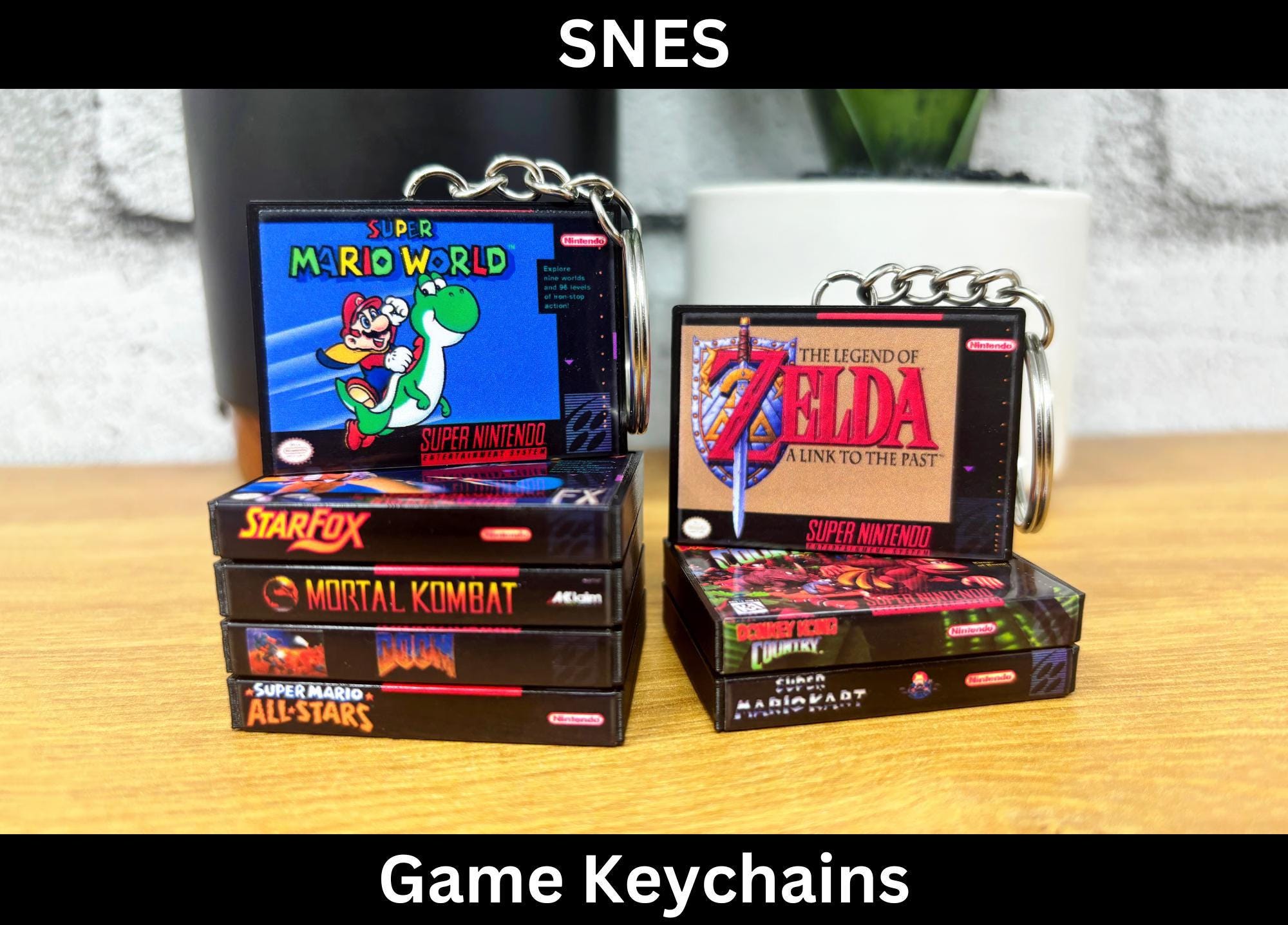 ミニチュア SNES ゲームケース キーチェーン、スーパー ニンテンドー 